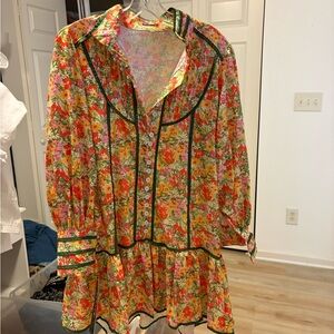 Rave Floral Dress with Green Accents